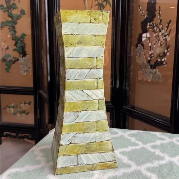 Vietnam mother of pearl overlay bamboo vase National Geographic - Picture 6 of 11